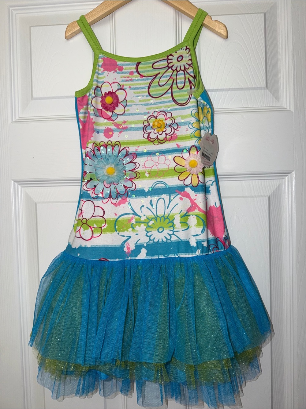 NWT Lipstik Girls Dress 4 Summer Garden Tutu Floral 3D Flowers Sequin